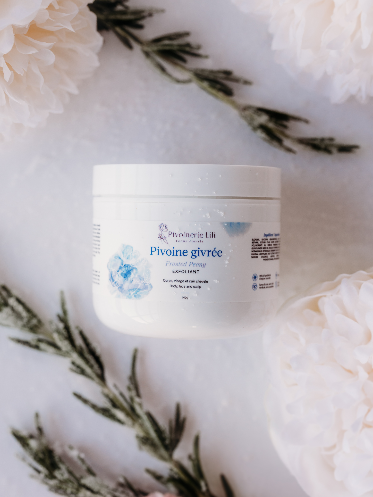 Exfoliant Pivoine givrée par la Pivoinerie Lili